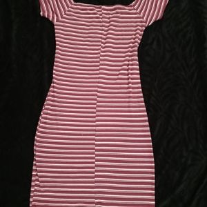 Striped Burgundy & White Dress